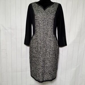 SPORTMAX Italy Luxury Sheath Dress Black/Gray Formal Career Office Wear Large